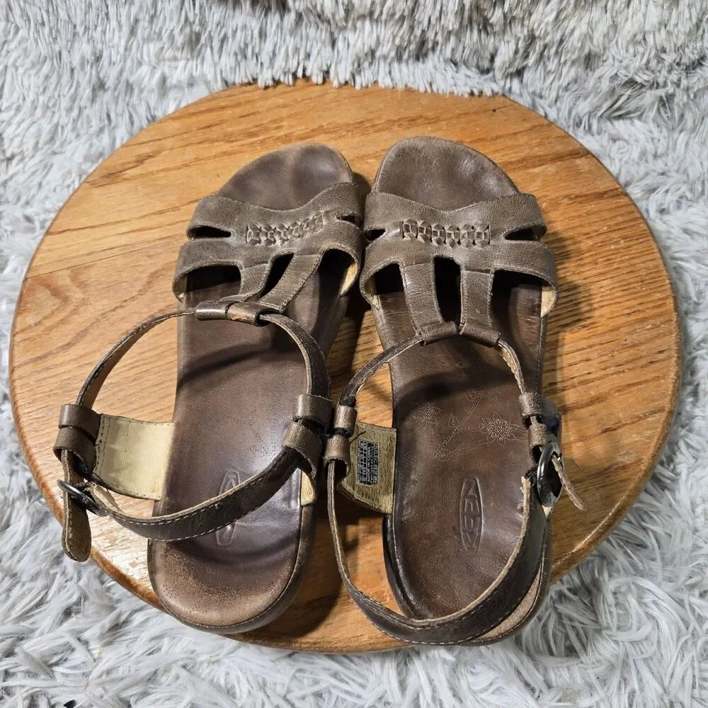 Keen Emerald City Strappy Sandals Womens 9.5 Brown Leather Outdoor Walking Shoes